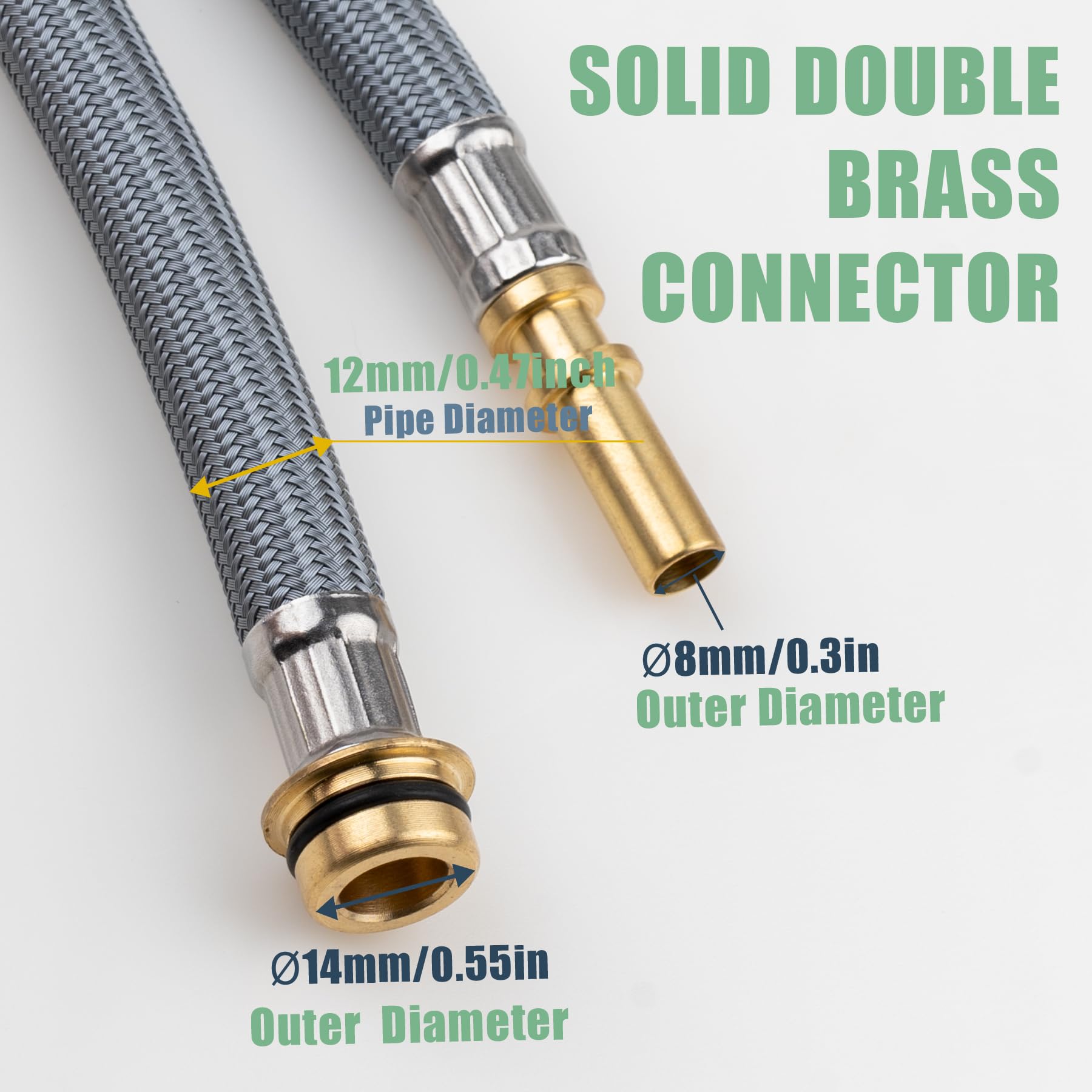 Tuyau de cuisine rétractable pour robinets compatibles Hansgrohe – Tuyau en métal, 150 cm de long, chromé
