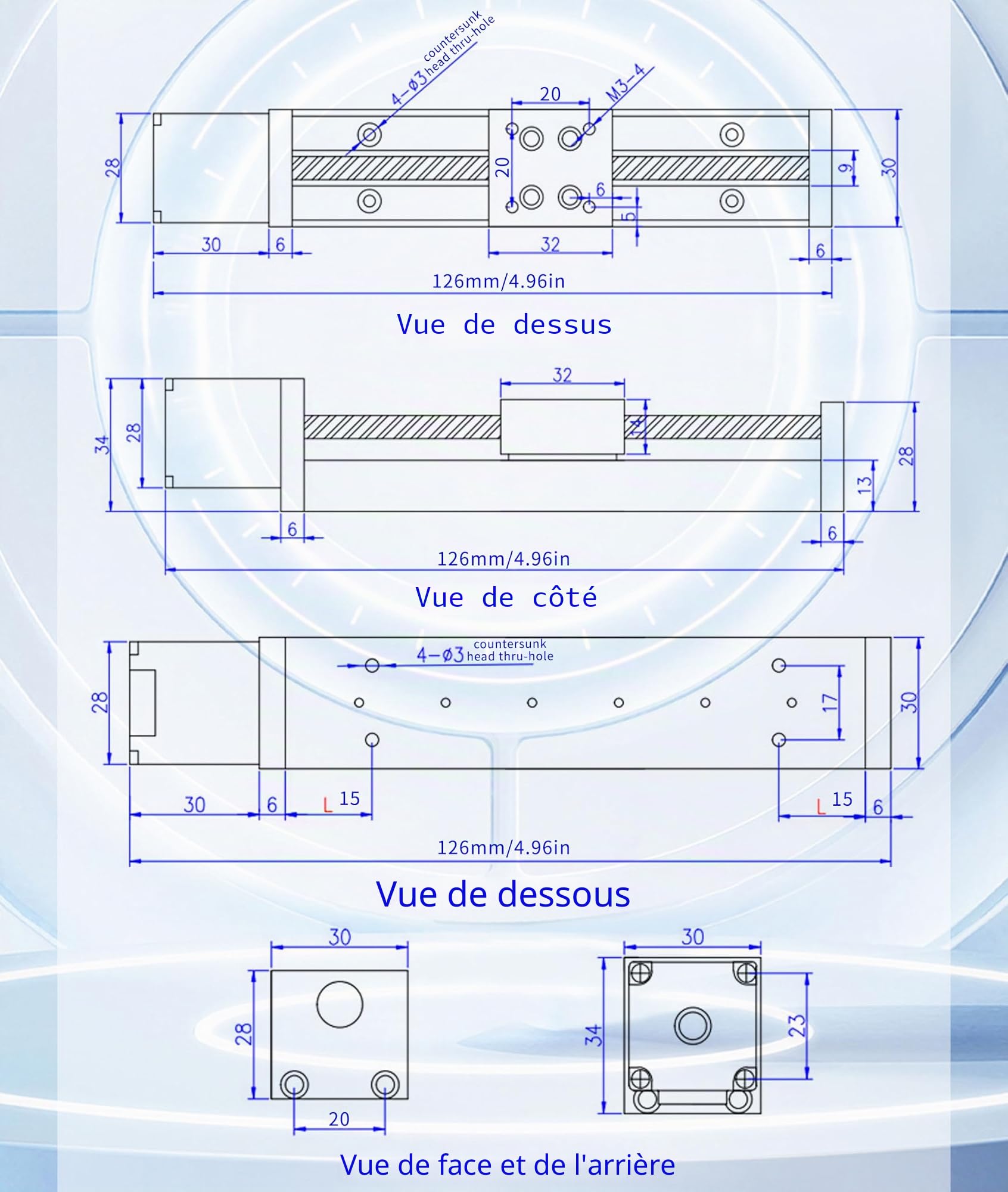 Gugxiom Mini Actionneur de Glissière de Guidage de Rail Linéaire,Moteur Pas à Pas 28,Course Efficace de 50mm,Actionneur de Scène LinéairexY Z,Actionneur de Glissière de Guidage de Gugxiomp507tnmsxf