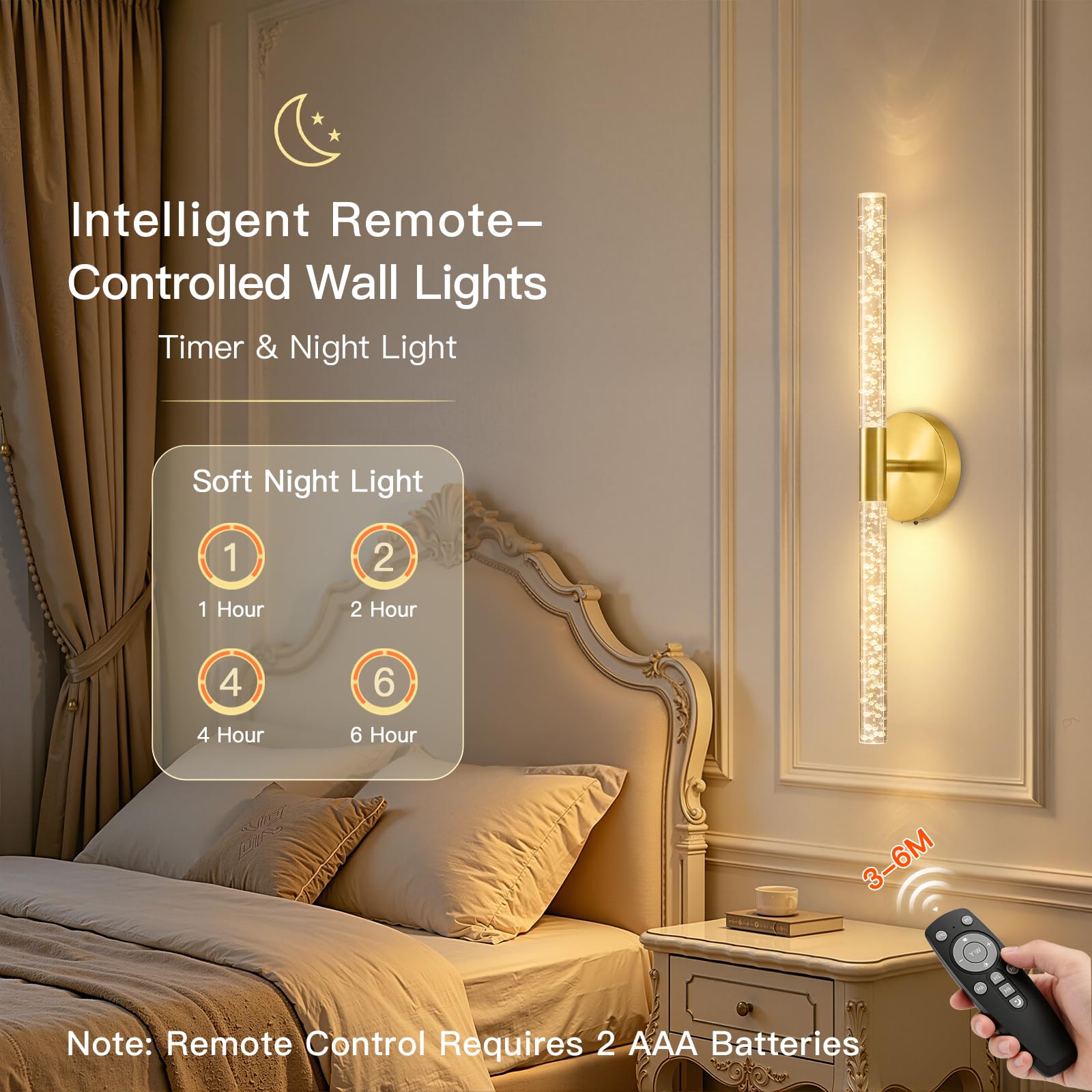 Ketom LED Wandleuchte Innen Akku Gold, Wandlampe Innen Dimmbar, 2 Stück | Akku Wandlampe mit Fernbedienung und Timer, 3 Farbtemperaturen, Drehbar Lampe Wand Aufladbar, Wandbeleuchtung Schlafzimmer