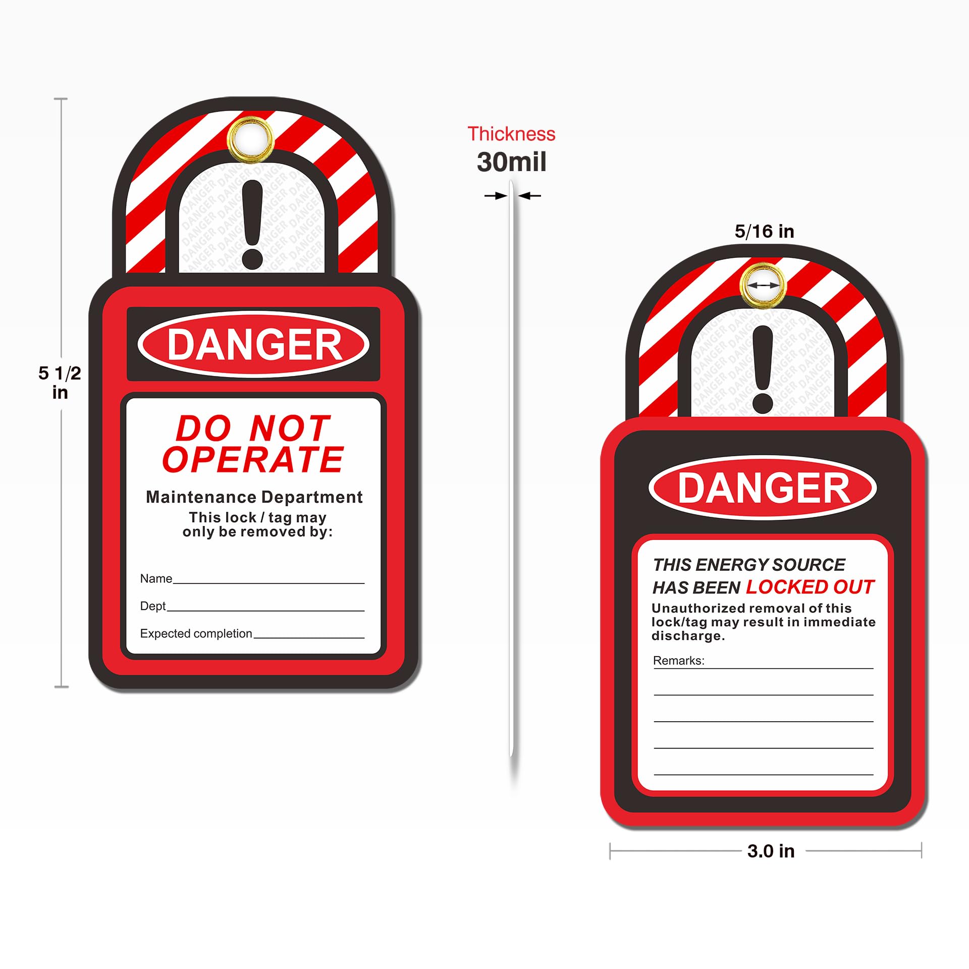 INCOM Manufacturing Lockout Tags, Danger Do Not Operate, Heavy-Duty