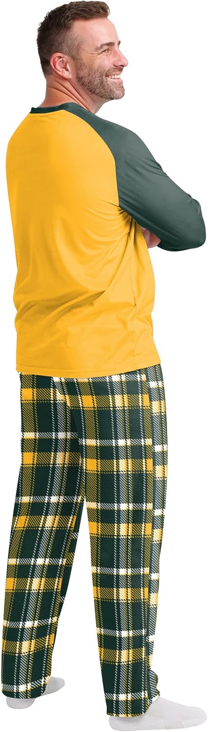 FOCO NFL Green Bay Packers Men's Pajama Shirt and Pants Lounge Set