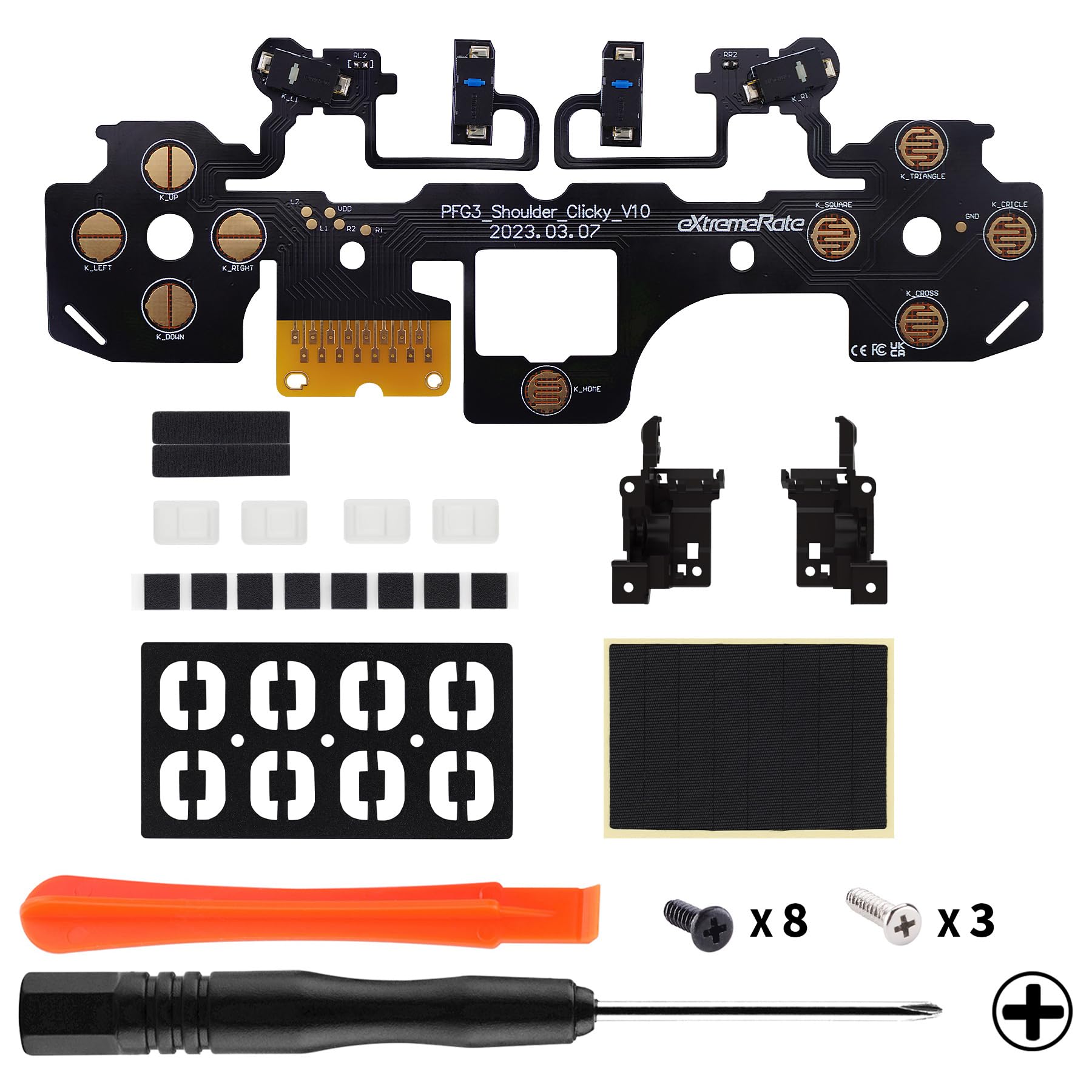 eXtremeRate Microinterruttore Clicky Hair Trigger Kit per ps5 Controller BDM-030,Trigger Stop Ergonomico Blocco Grilletti Bumper Mouse Click per ps5 Joystick BDM-030(Versione Leggera)