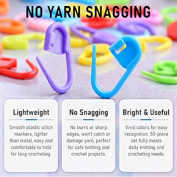 2 Pcs Tally Counters with 50 Pcs Stitch Markers for Crochet, Knitting