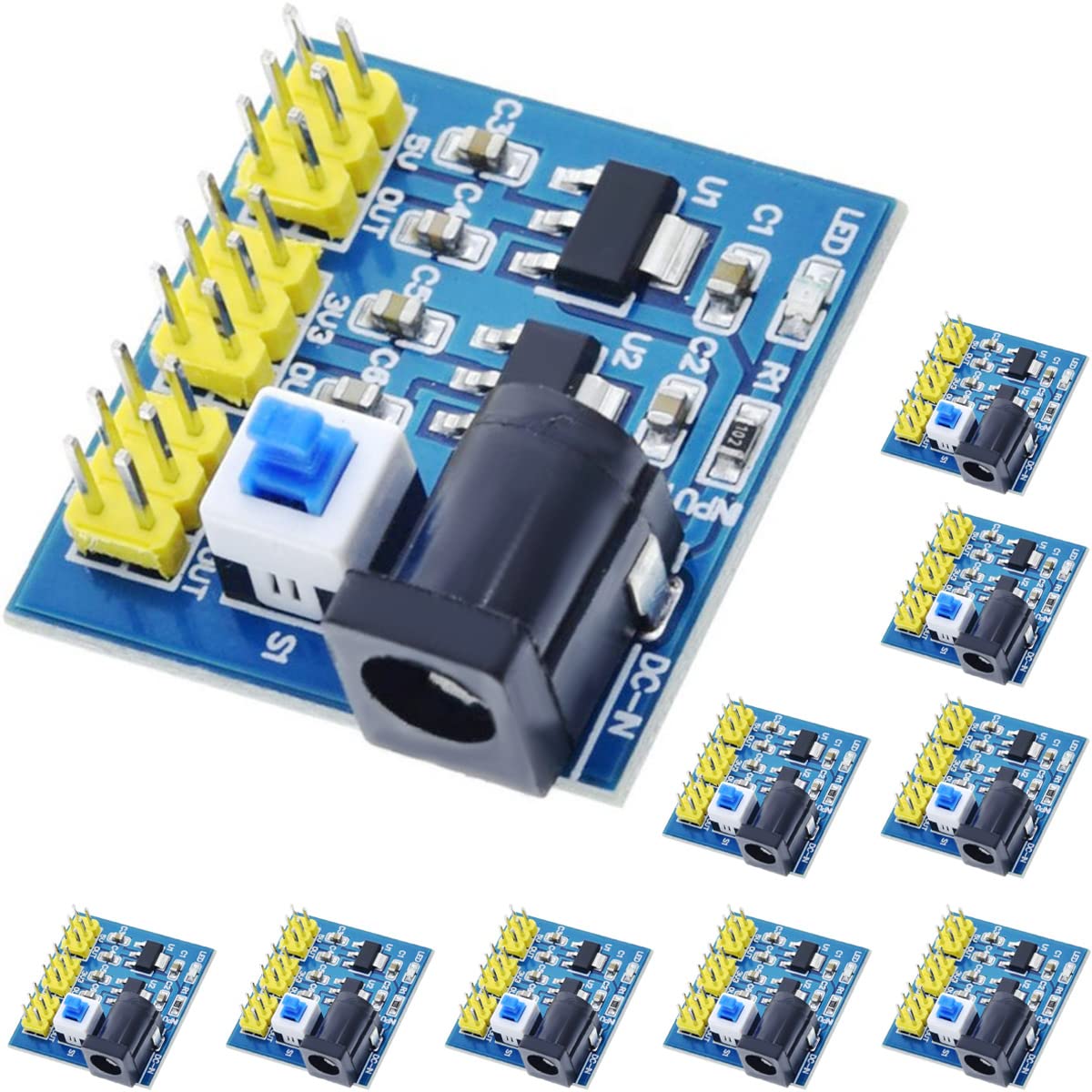 10 Módulos Convertidor DC-DC 12V A 3.3V/5V/12V - Placa Reductora Con Indicador LED