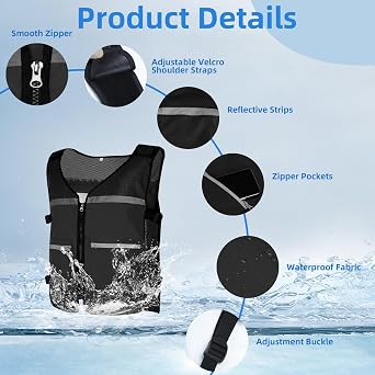 Cooling Vest for Men & Women, Adjustable Ice Vest with Detachable Ice Packs, Safety Vest for Outside Workers
