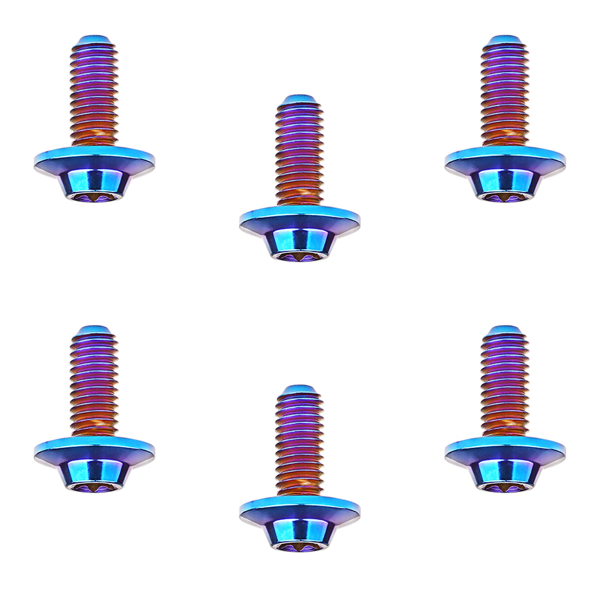 DWAMMEBRS Bolt M5 M6x10 12 15 20 25 30 35mm T25 T30 Torx Head Screw Pack of 6(Burnt Blue,M6x12mm)