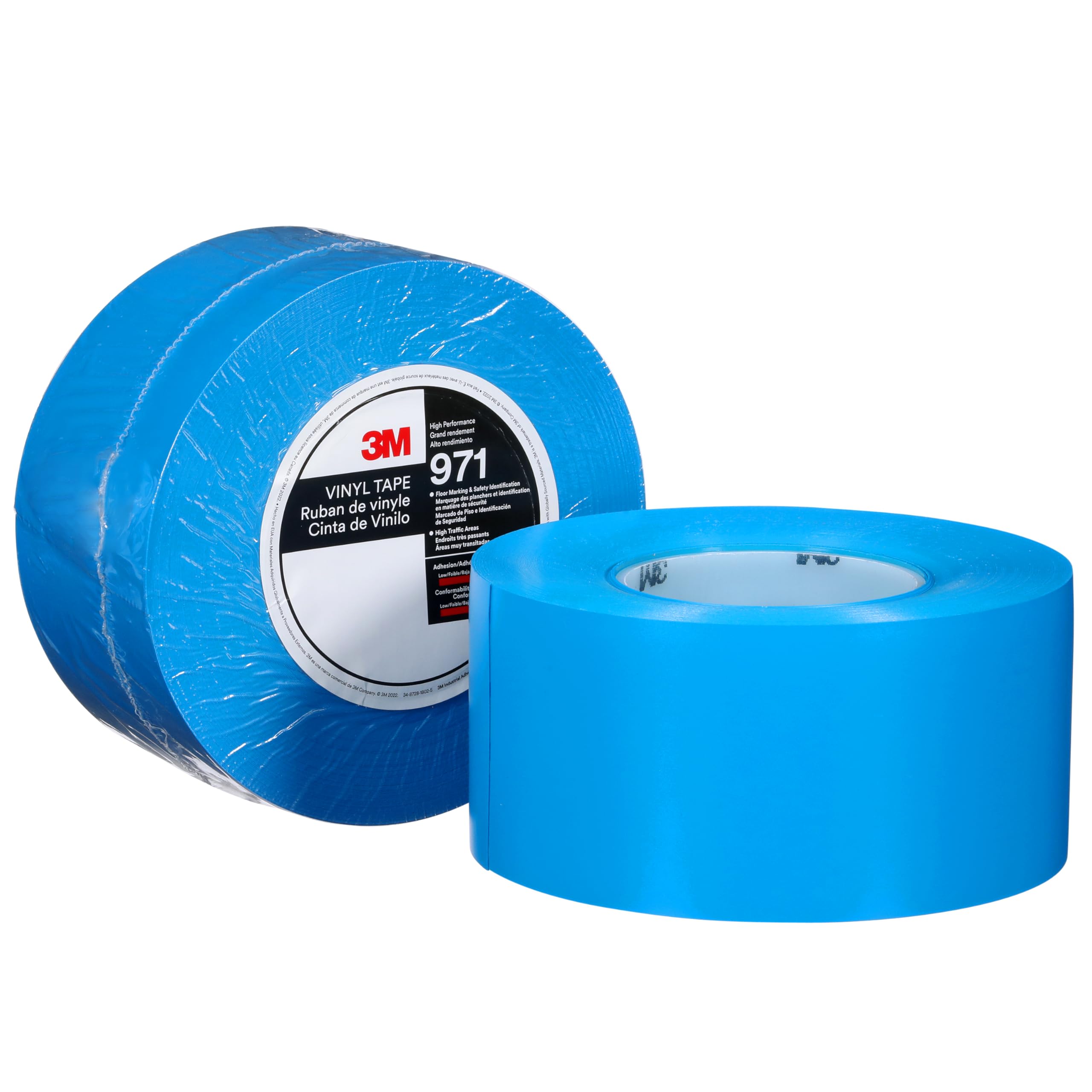 3M Langlebiges Bodenmarkierungsband 971, Blau, 76.2 mm x 32.9 m, 0.43 mm