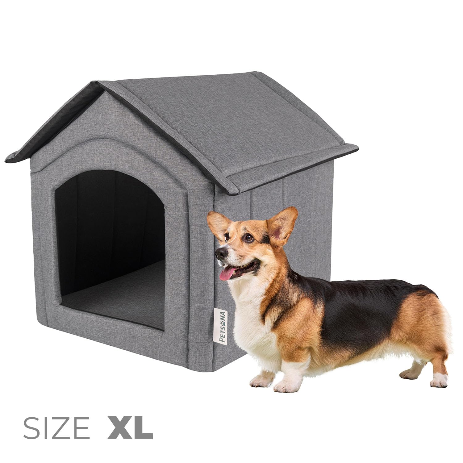 Grotta Per Cani Pieghevole Casa Per Cani Con Tetto Rimovibile Letto Per Gatti Animali Domestici Cuccia Per Cani Taglia XL, Grigio