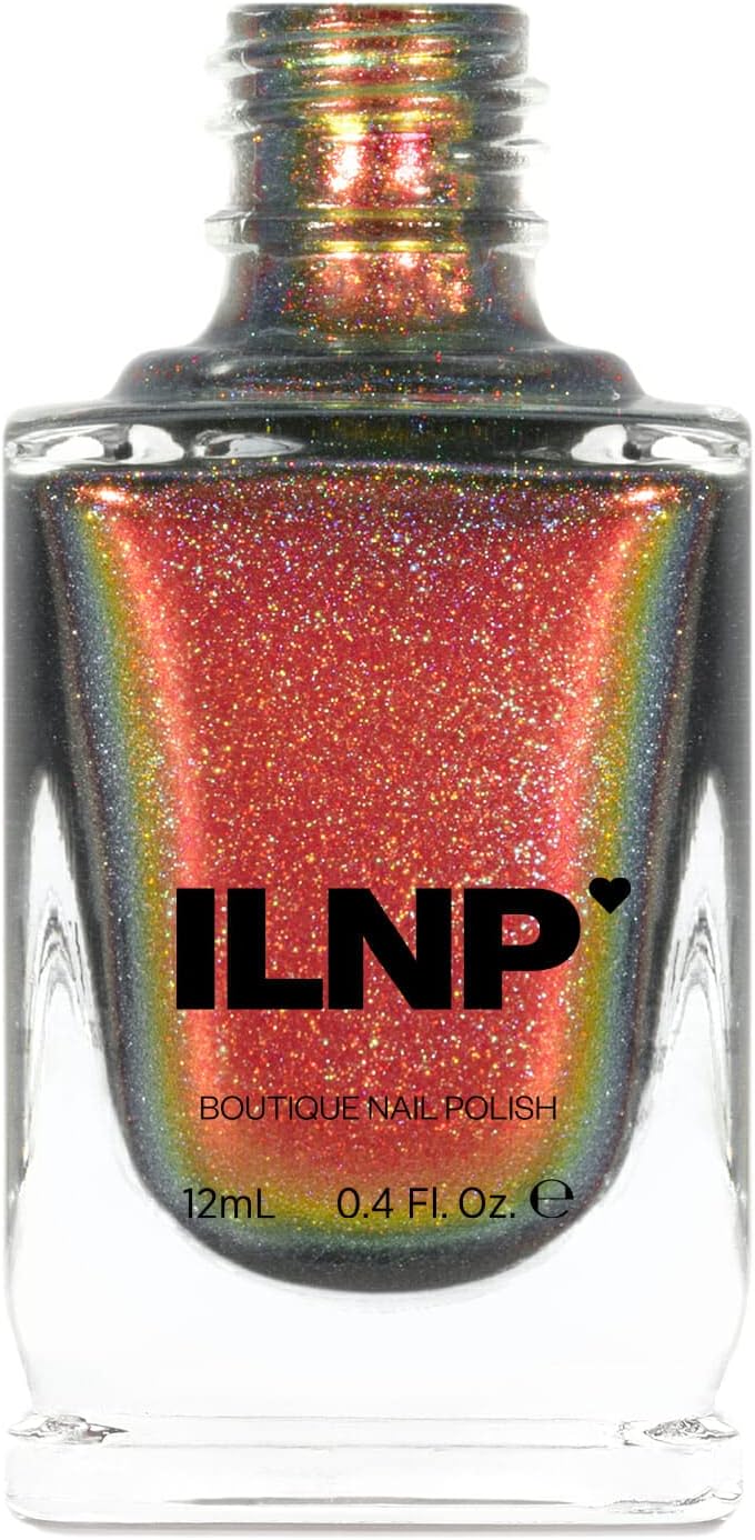 ILNP Greatness (H) - Red to Gold Holographic Ultra Chrome Nail Polish, Chip Resistant, 7-Free, Non-Toxic, Vegan, Cruelty Free, 12ml