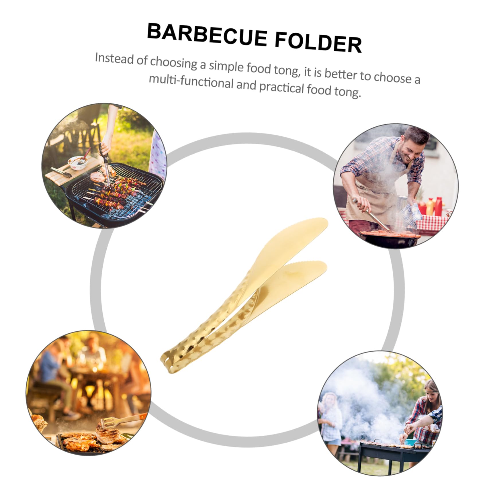 Cabilock 1Pc Food Clip Creative Bbq Tongs for Steaks Bread More Smooth Polishing Comfortable Grip for Home Parties Events Easy to Clean