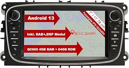 M.I.C. AF7 Android 12 Car Radio with Sat Nav Qualcomm 665 4G + 64G Navigation Replacement for Ford Focus MK2 Mondeo Cmax G...