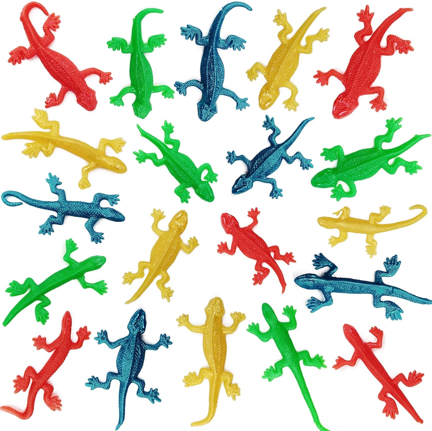 TIHOOD 52PCS Stretchy Lizard Toys Rubber Fake Lizards Set for Halloween Party Favors Decoration Easter Egg Basket Stuffers Classroom Prizes Themed Parties Present Bags for Kids Teens Adults