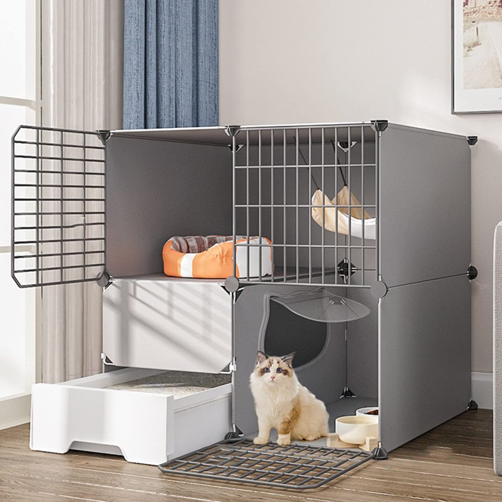 Cat Playpen Uforic 2-Tier Cat Cage,Indoor Pet Cage,DIY Pet Playpen