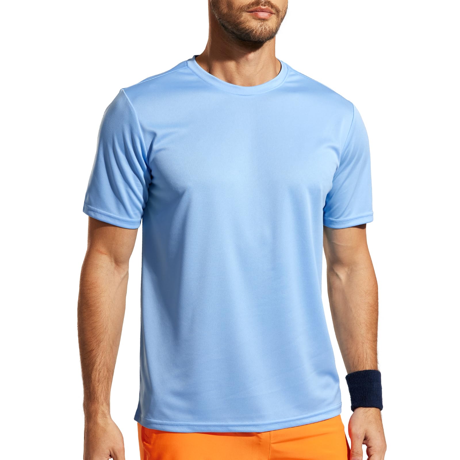 MIER Men's Quick Dry Workout Shirts Moisture Wicking Running Athletic Performance T-Shirts Recycled Polyester Top Tee