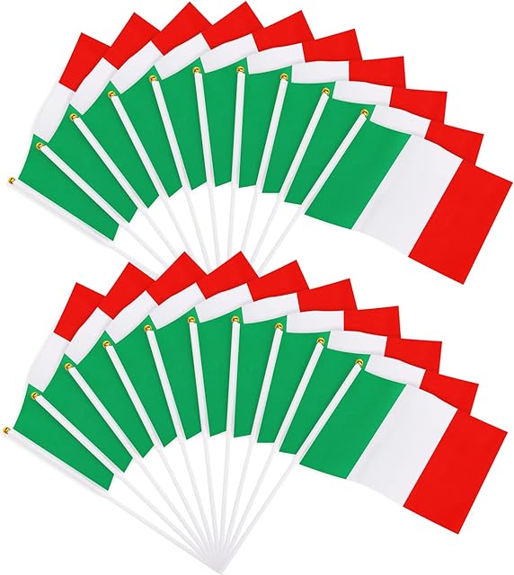 20 Pcs Italy Flag ,JUNEBRUSHS 14x21cm Mini Handheld Flags Pocket National Flags 2023 Decorations (Italy flags)