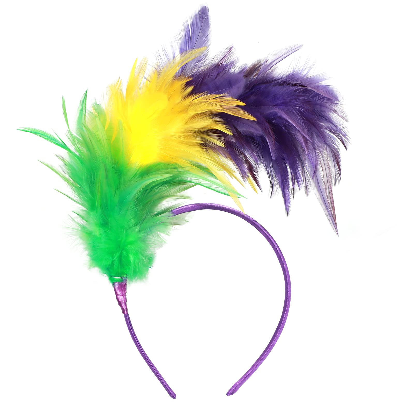 MWOOT Damen Feder Haarreif,Feder Haarschmuck, 1920er Motto Party Kostüm Feder Kopfschmuck Fascinator, Feder Haarteil Accessoire für Karneval Regenbogen Verkleidungsfest Faschingskostüm