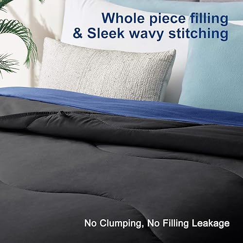 Miniatura 4 de Edredón ligero negro refrescante, relleno de edredón para todas las estaciones, transpirable tamaño Queen, ropa de cama de verano de microfibra