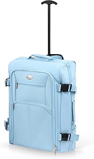Cabin Approved Trolley Bag, Hard Cabin Hand Carry-on Suitcase Luggage Bag 55 cm Cabin Carry on Hand Luggage Suitcase. (Sky-Blue)