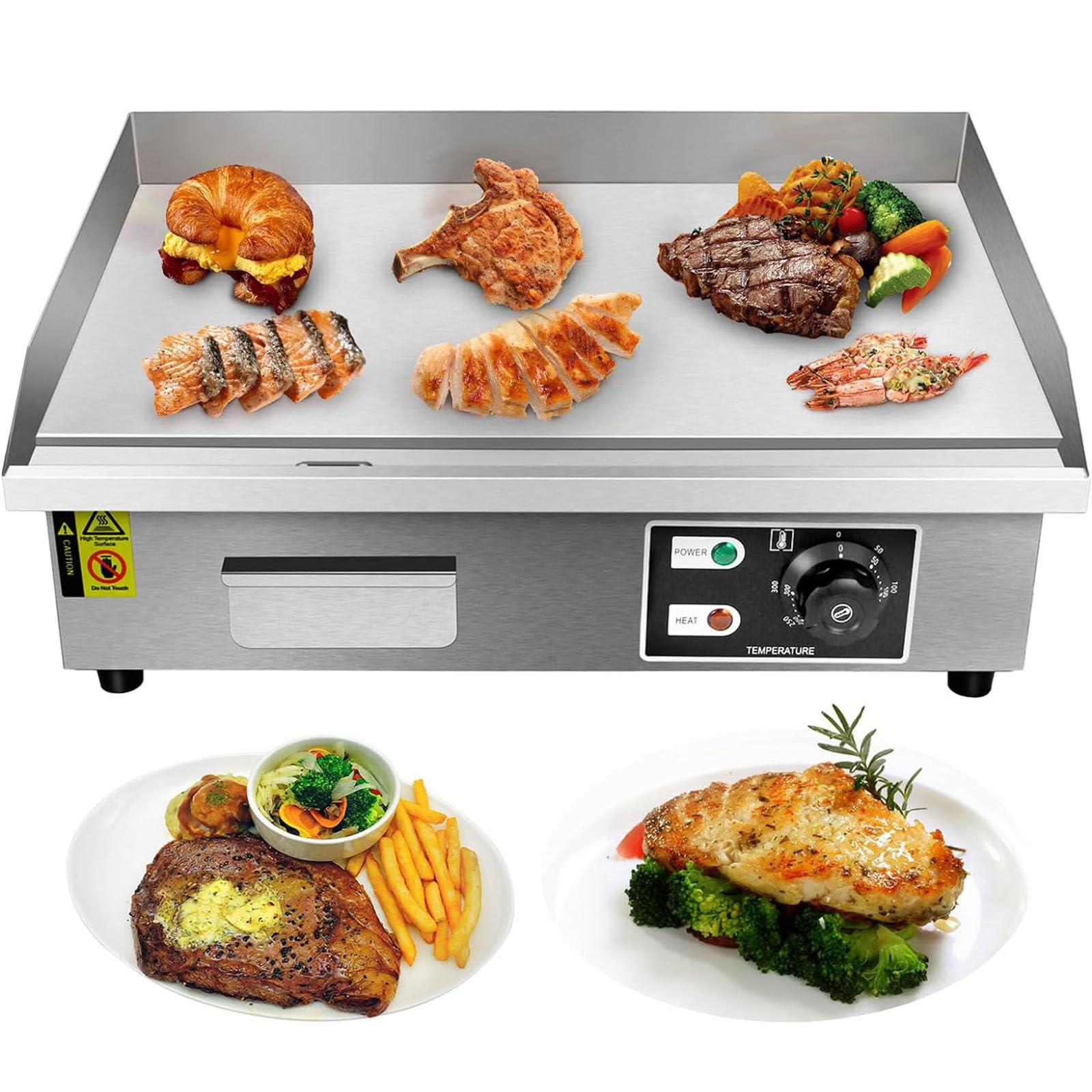 Piastra da Appoggio Elettrica per Piastra a Sommità Piatta Griglia per Ristorante Commerciale Teppanyaki Grill da Tavolo Macchina per Griglia a Sommità Piatta,220V