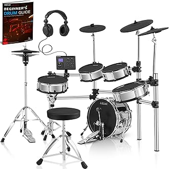 AKLOT Acoustic-Style Electric Drum Set: Independent 16’’ Wooden Bass Drum and 12’’ Snare, Triple-Zone Ride Cymbal, Standalone Hi-Hat, Full Mesh Pads, 460 Sounds, USB MIDI, Throne, Sticks (B-CORE543)