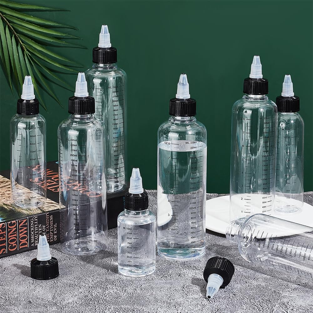 BENECREAT 8 Pack 8oz Large Transparent Plastic Dispensing Bottle