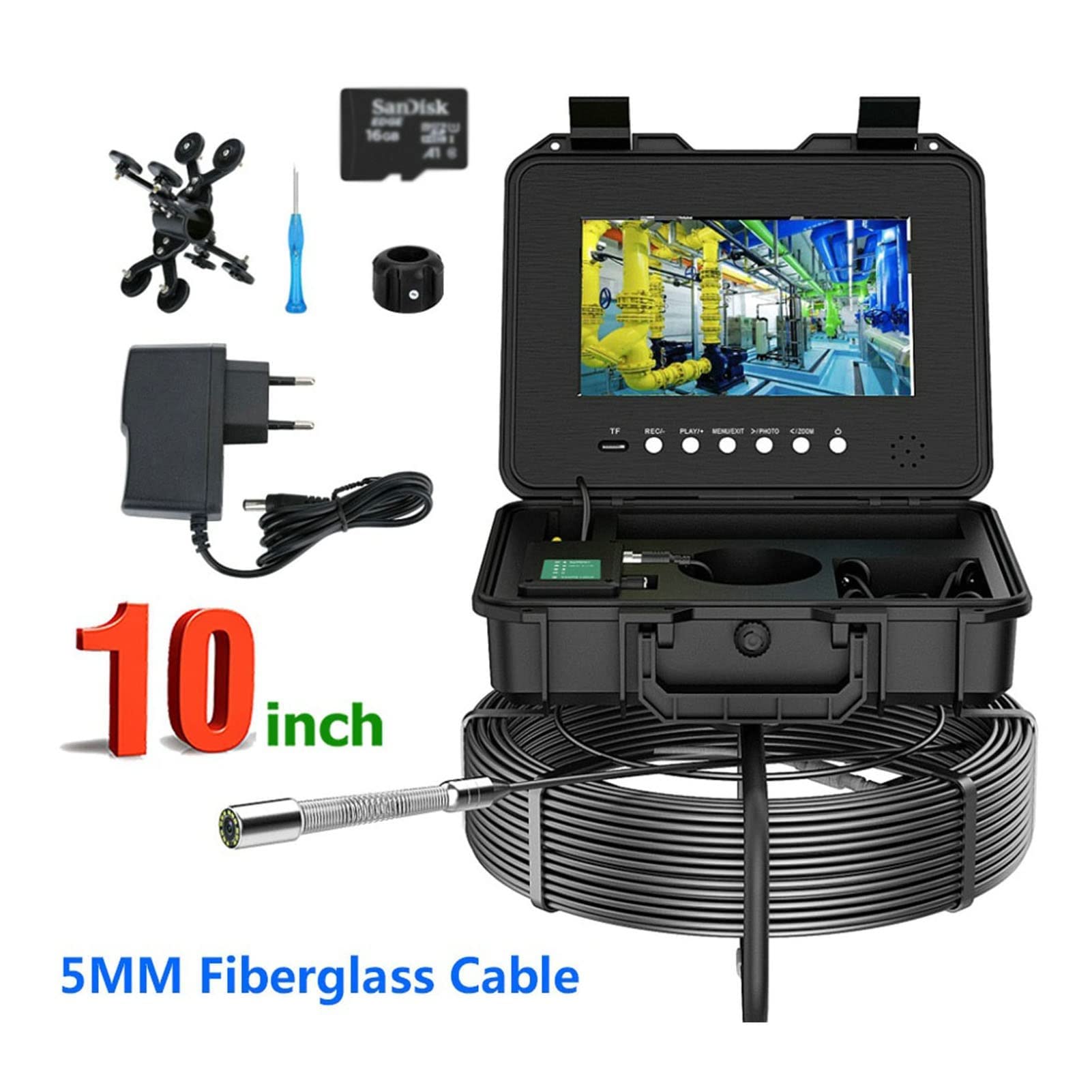 Kamera Inspekcyjna Z Ekranem IPS O Przekątnej 10,1 Cala Kamera Kanalizacyjna Z Funkcją Nagrywania DVR Kamera Endoskopowa AHD 1080P Do Inspekcji Zewnętrznych (Size : 20cm)