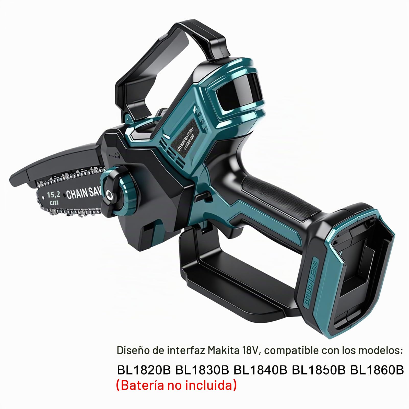 Motosierra Inalámbrica de 6inch-Makita18V Interfaz(Sin Batería) | Juego de Sierra Eléctrica Con Motor Sin Escobillas 600W Con 2 Cadenas de Sierra, fits Bl1820B, Bl1830B