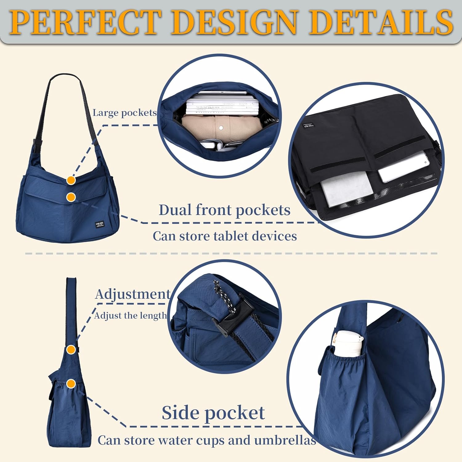 FSD.WG Men Messenger Bag Laptop Bag Shoulder Bag Large Capacity Computer Casual Bag for Work College Travel