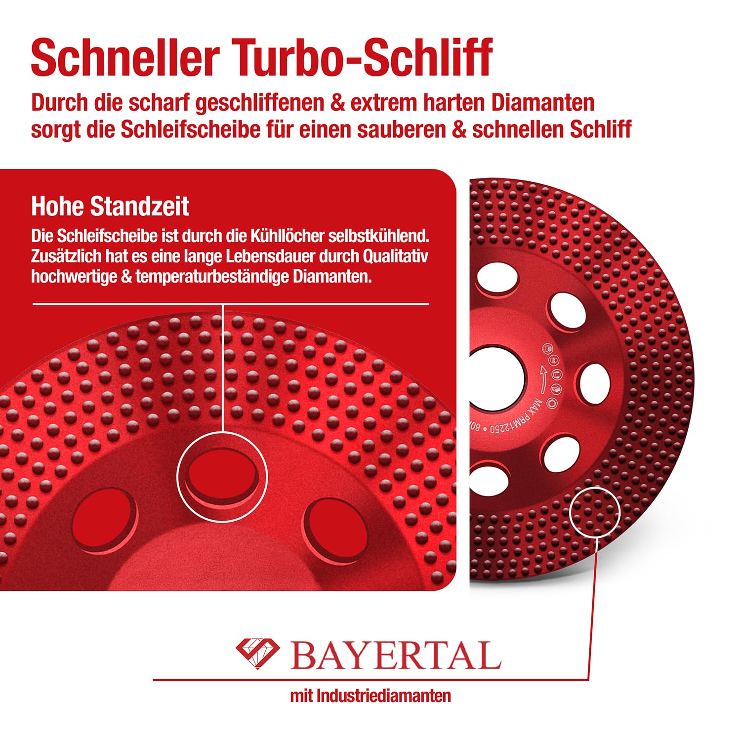 Bayertal® Disco diamantata 125 mm – per pittura murale, pittura del legno, rivestimenti in resina epossidica e altro – Tazza diamantata 125 mm con rivestimento a vuoto – Disco diamantato Premium