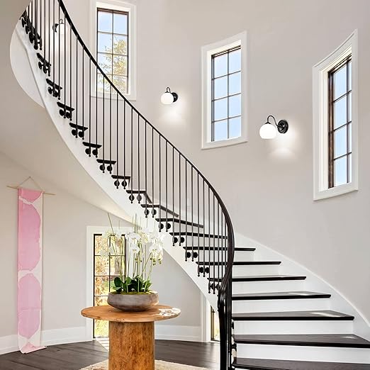 MantoLite MantoLite Zwart Glas Wandlamp, E27 Edison-lampen Wandkandelaar Lamphouder,Industriële Leeslamp Wandlampen Voor Binnen Sconces Slaapkamer Verlichting Armatuur (Exclusief Lamp) photo 3