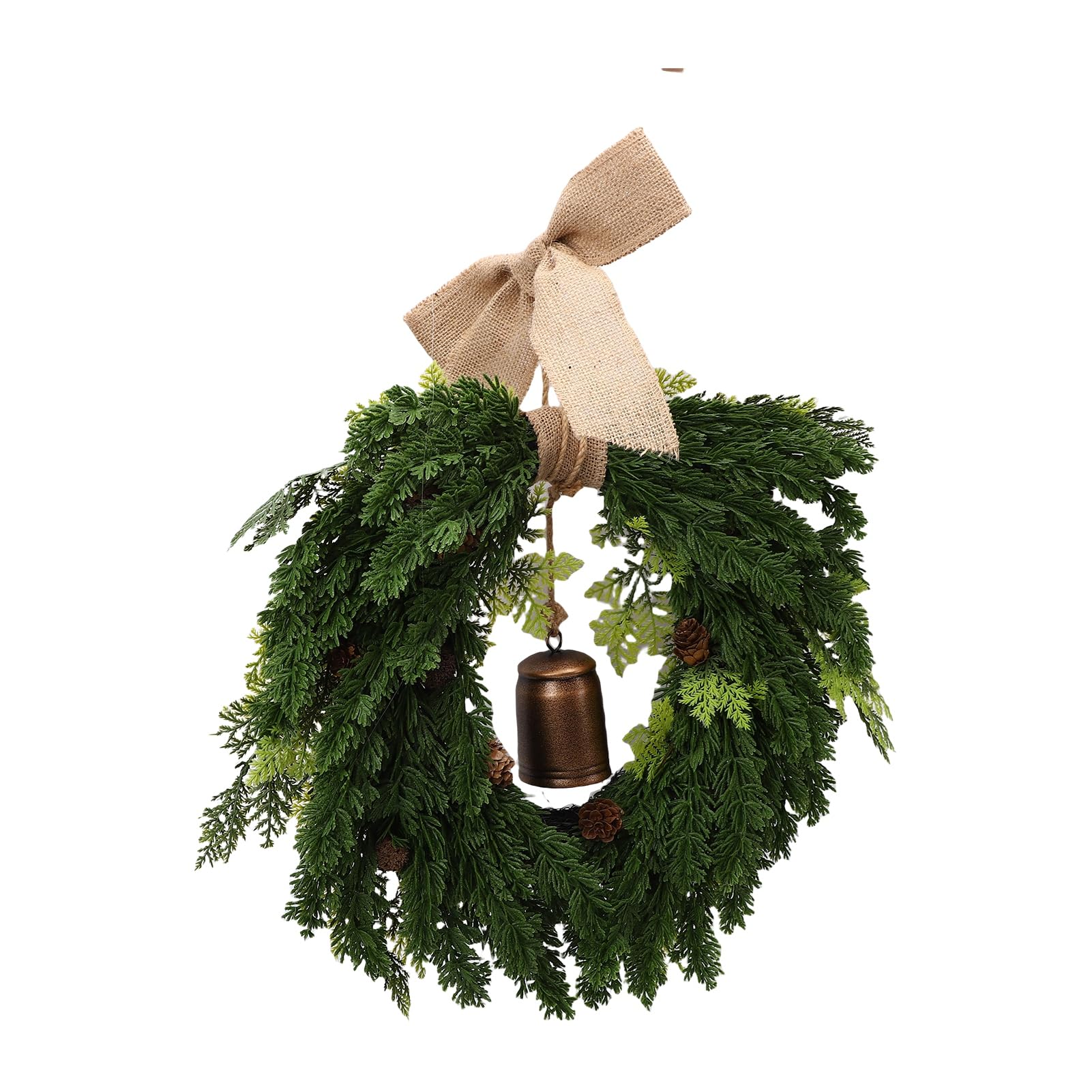 Buachois Herzförmiger Weihnachtskranz aus Kunstzeder mit Glocke
