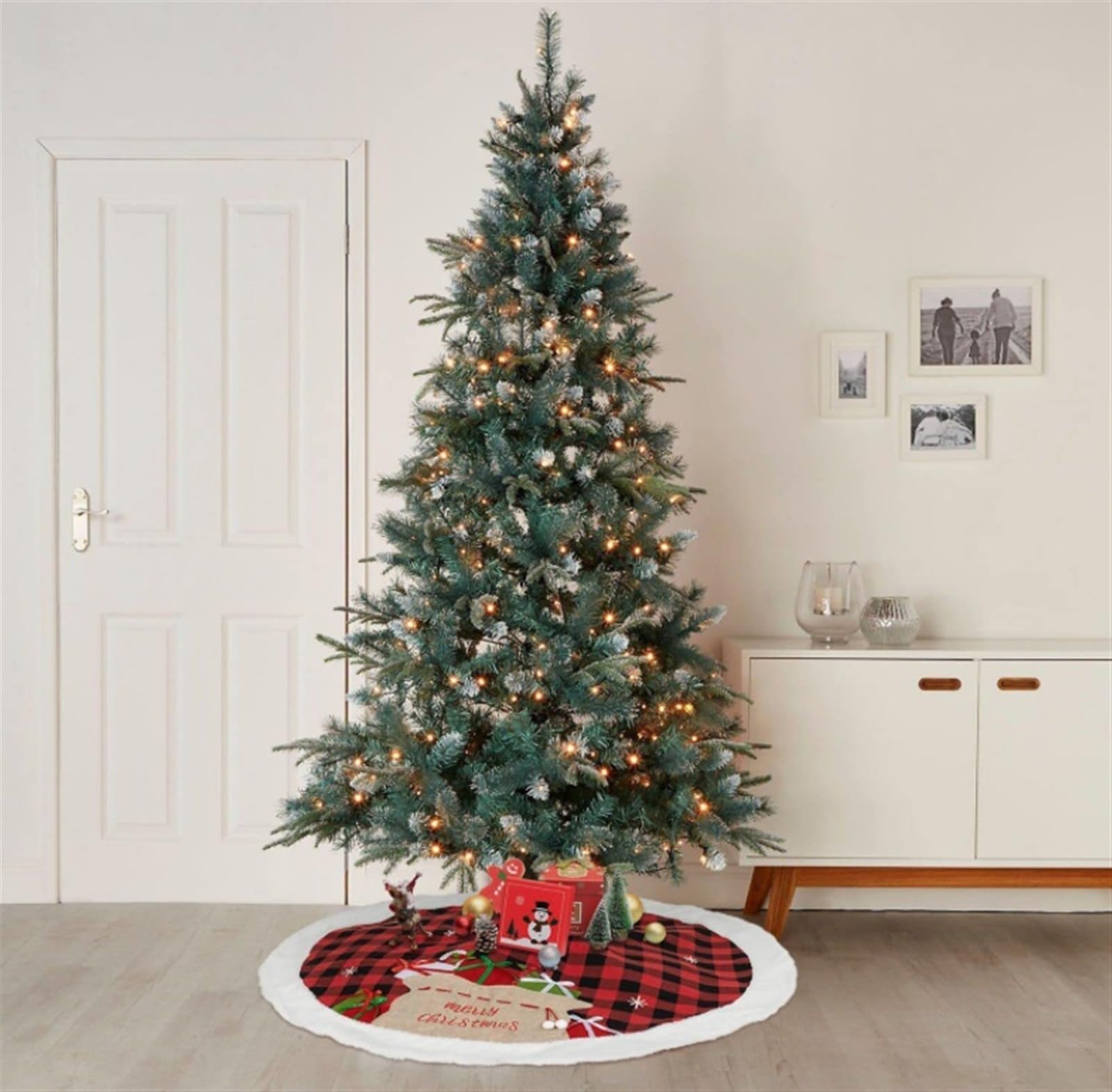 Weihnachtsbaum Rock, 48 Zoll Schneeflocke Plaid Weihnachtsbaum Rock Indoor Weihnachtsmatte Dekor Ornamente Decke Weihnachtsbaum