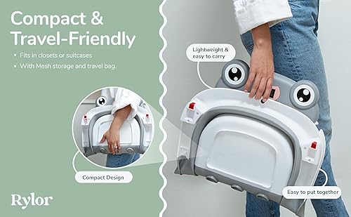 Miniatura 8 de Rylor Baby Bathtub for Newborns & Infants 0-12 Months - Foldable, Compact, Non-Slip Bath Tub with Adjustable Cushion - Safe & Comfortable Bath Seat