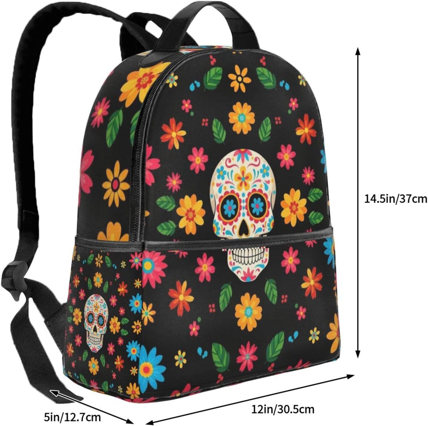 AMRANDOM Backpack for Women Men Laptop Bookbag College Backpack Mexican Sugar Skulls Day Of The Dead Flowers Daypack for Business Travel