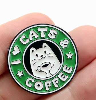 Amazon.co.jp: ピンバッジ 猫とコーヒー I LOVE CATS AND COFFEE