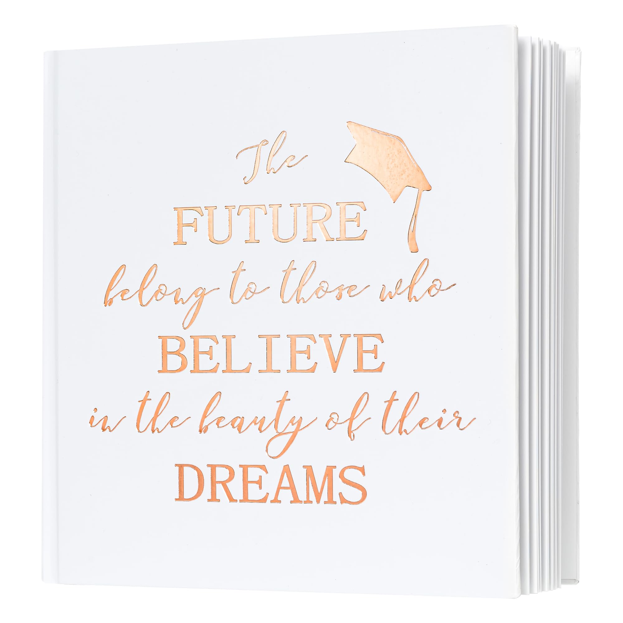 Calculs Graduation Guestbook Polaroid Commencement Rave Party Picture Book for The Grad Guest Book 8.5” Square Hardcover Blank Pages (Rose Gold)