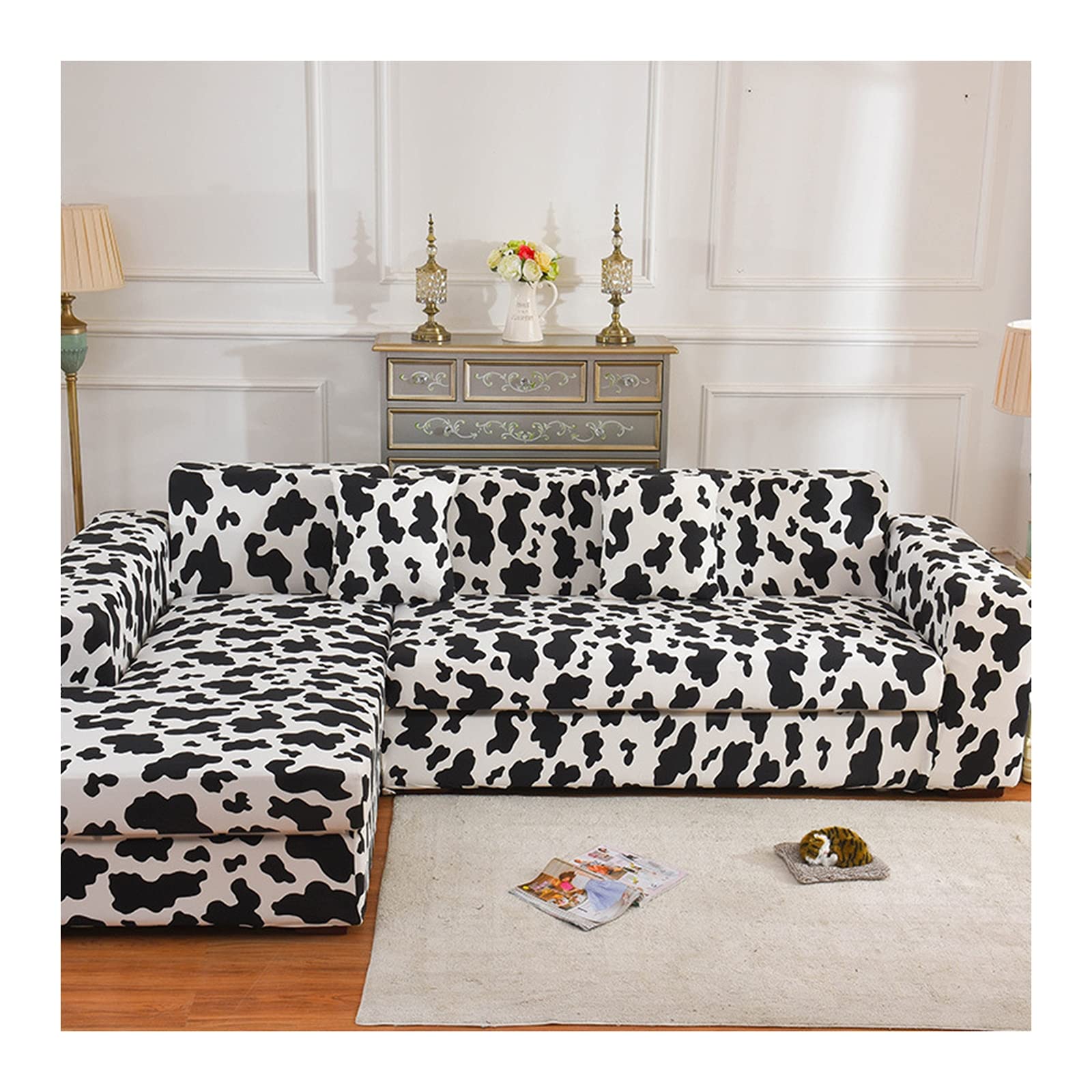 Housse canapé 4 places extensible grand protecteur de canapé géométrique 235-300cm style 8