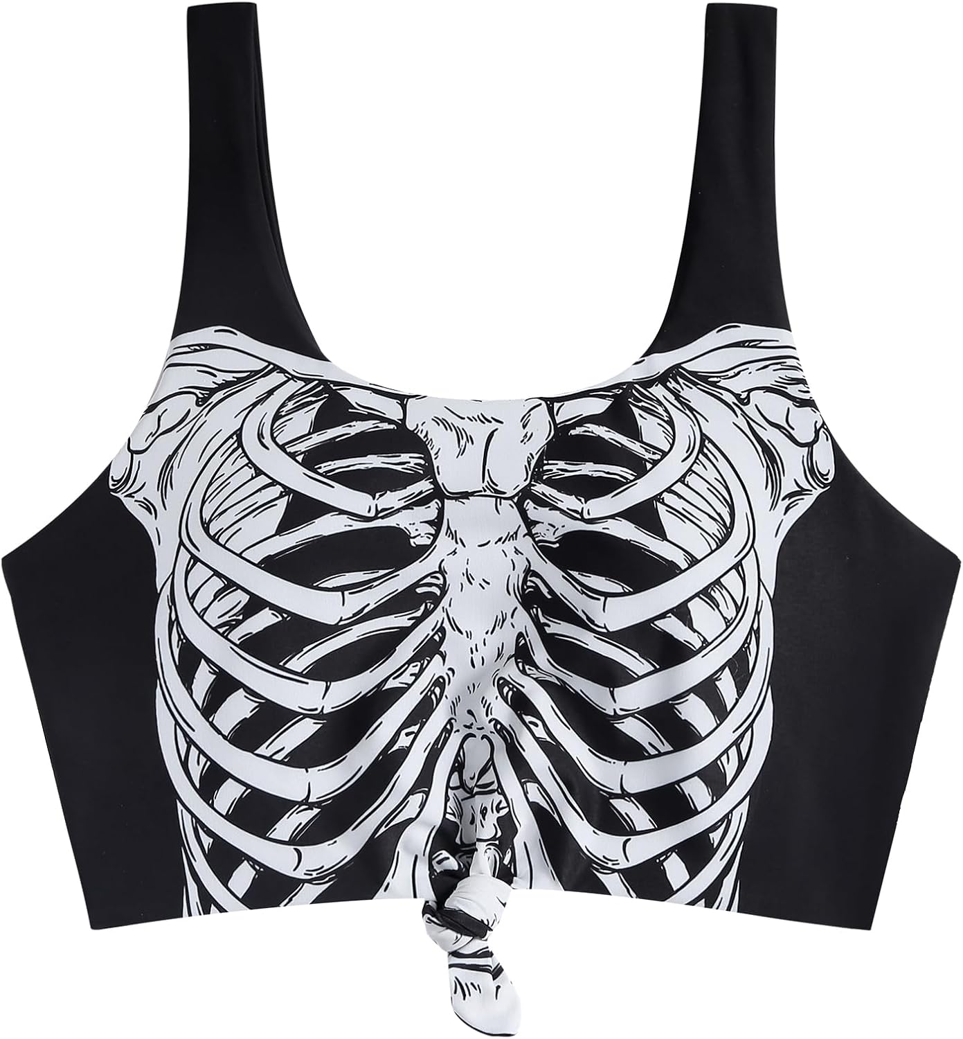 ZAFUL Women’s Front Knot Bikini Tops Crop Tankini Top Scoop Neck Padded Bathing Suit Tops