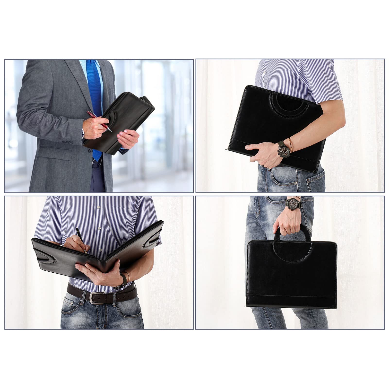 Portafolio A4 Portadocumentos Carpeta De Documentos Con Cremallera Maletín Conferencias Con Bloc De Notas Y Calculadora Perfecta Para Hombre Mujer(Graey)