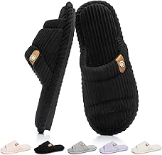 Open Toe Slippers for Women Indoor and Outdoor with Memory Foam Cute Slipper Soft House Shoes Slides Sandals Slip On Gifts for Women Mom Her Ladies Bridesmaid Corduroy