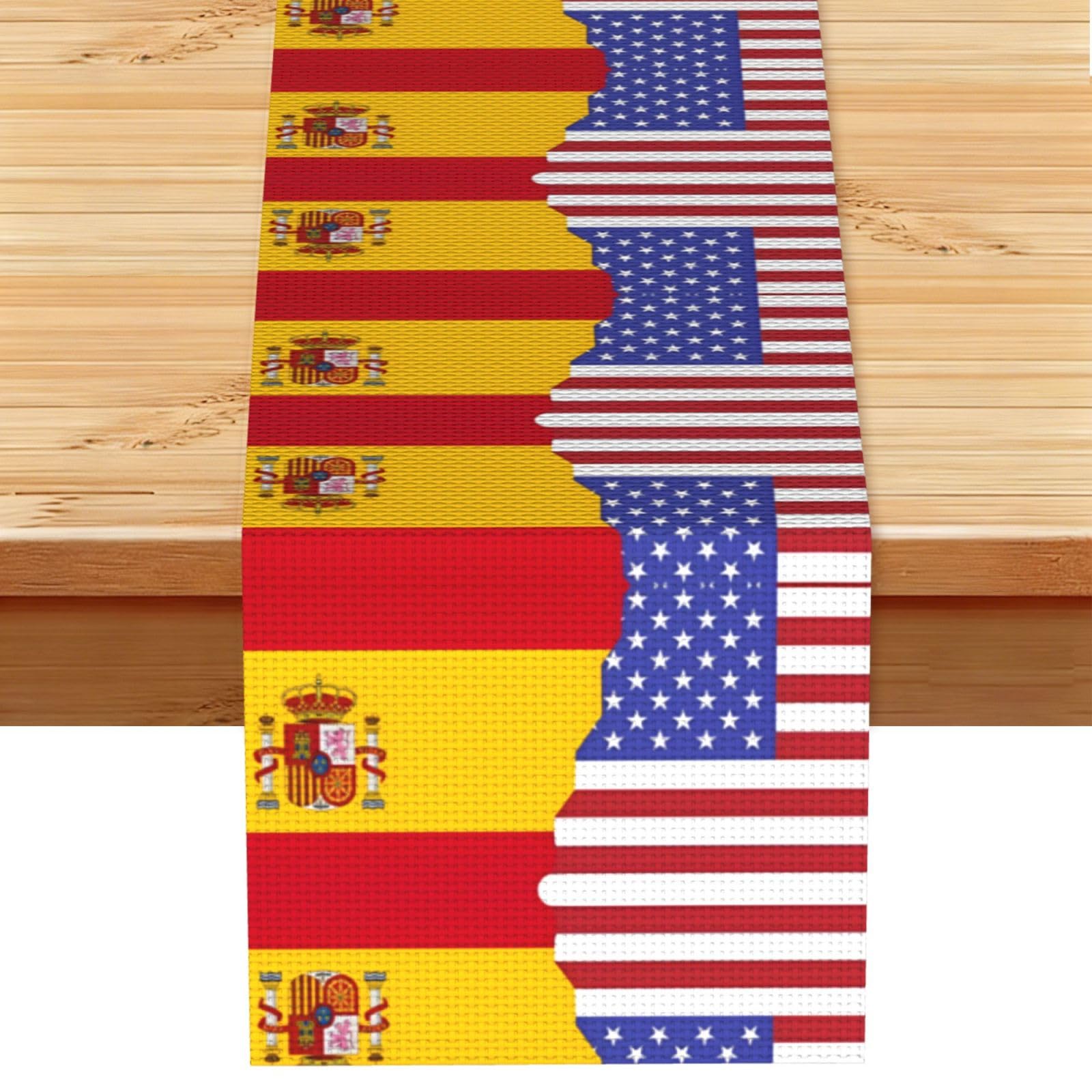 American Spain Flag Print Table Runner World Cup-Themed Dining Table Decor for Coffee Dining Table and More
