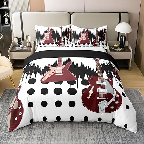 Miniatura 35 de Juego de ropa de cama de cinta musical retro, tamaño matrimonial, radios vintage, 100% algodón, funda de edredón de casete de audio de los años 80,