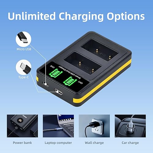 Miniatura 3 de Tectra Paquete de 2 baterías NB-2L NB-2LH y cargador dual LED para Canon Rebel XTi XT PowerShot G7 G9 DC301 DC310 DC320 DC330 DC410 Elura 40 50 60