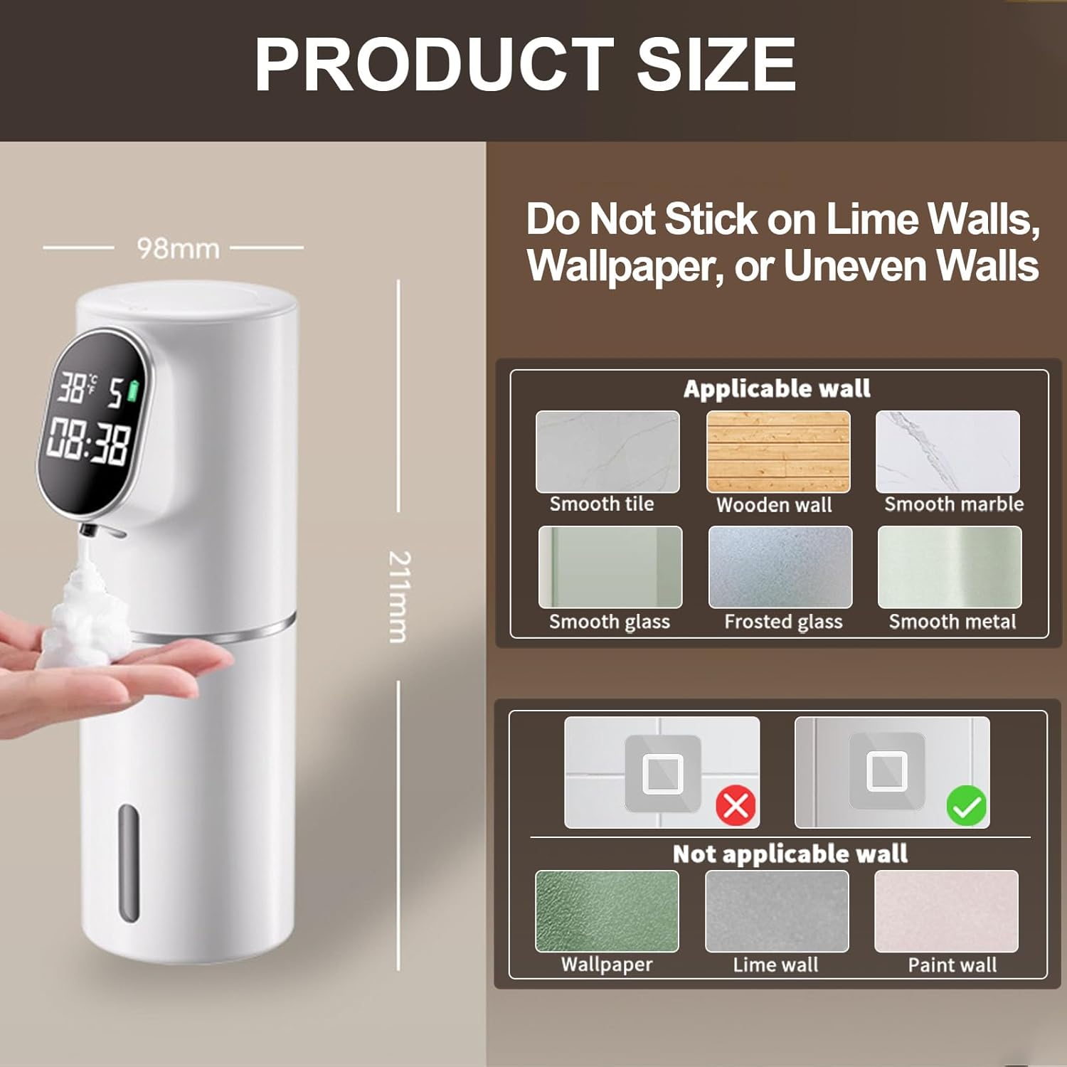 Automatic Soap Dispenser, 320ML Touchless Smart Hand Soap Dispenser, 5 Adjustable Soap Levels, Portable Countertop Electric Foam Soap Dispenser for Bathroom Kitchen Office (White)