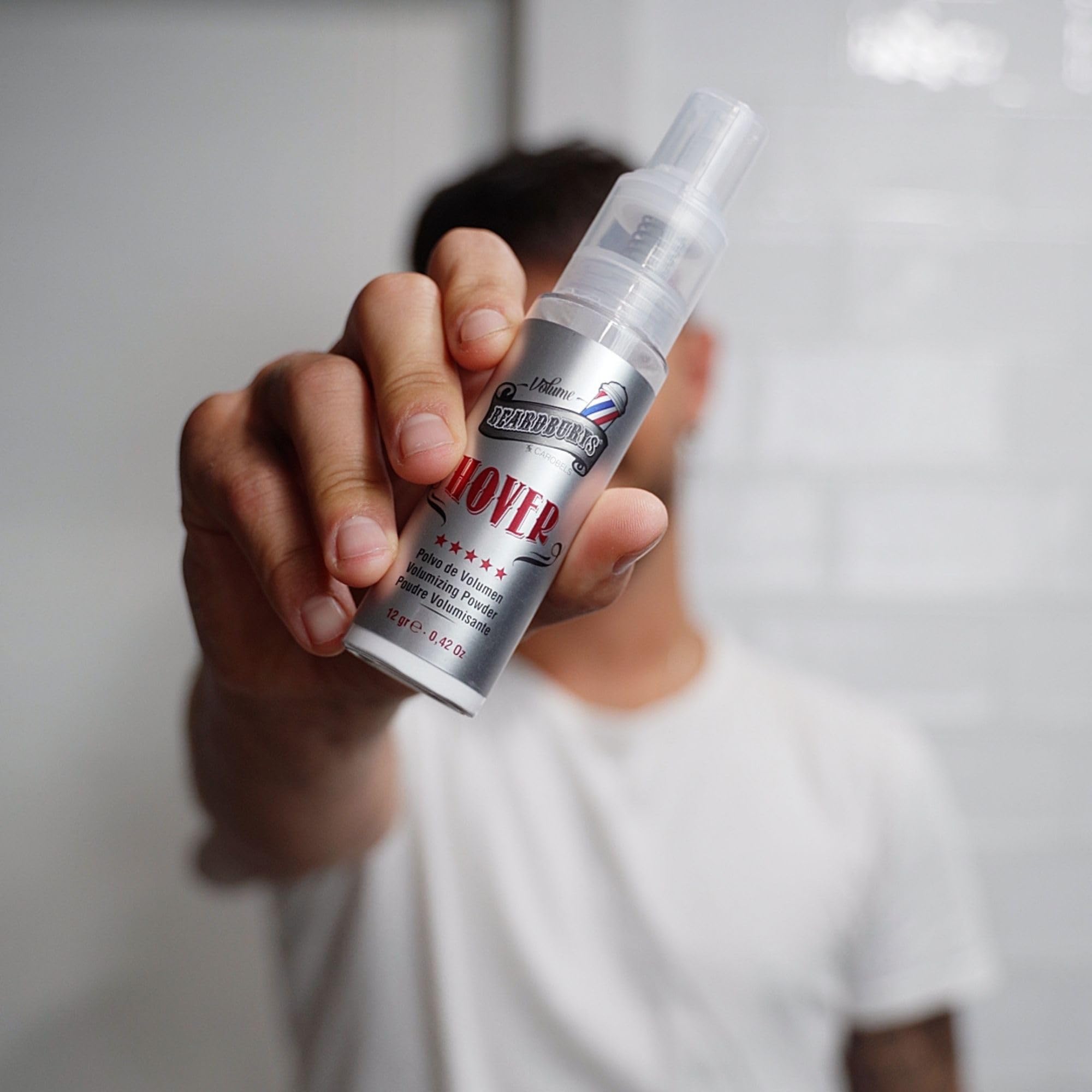 Beardburys Puder do stylizacji włosów Hover dla mężczyzn, matowy, nadaje objętość i teksturę, długie, naturalne uniesienie nasady, cienkie włosy, brak produktu, 12 g