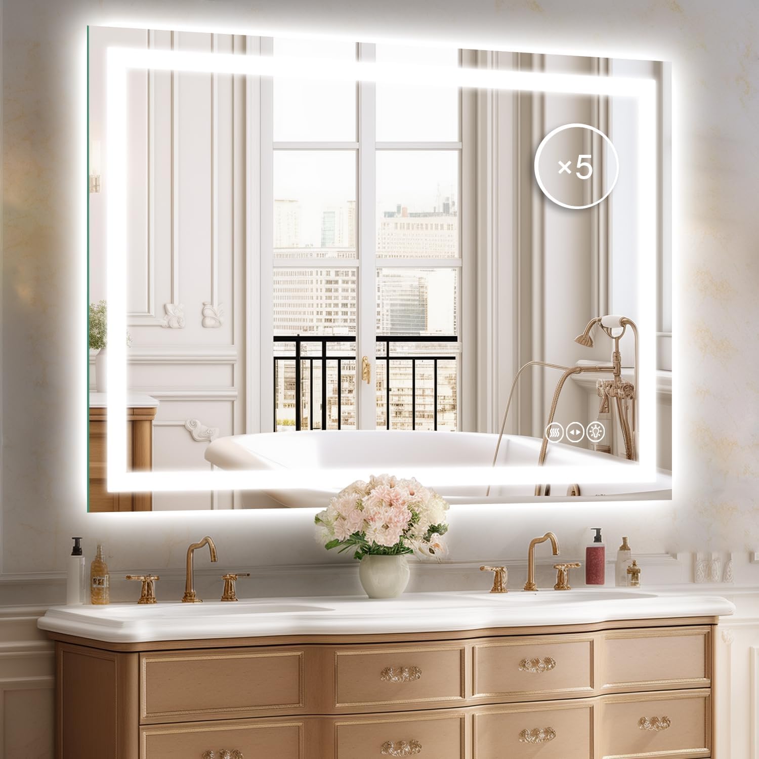 Amazon.com: LED Bathroom Mirror 36 x 48 Inch Anti-Fog Bathroom Mirror ...