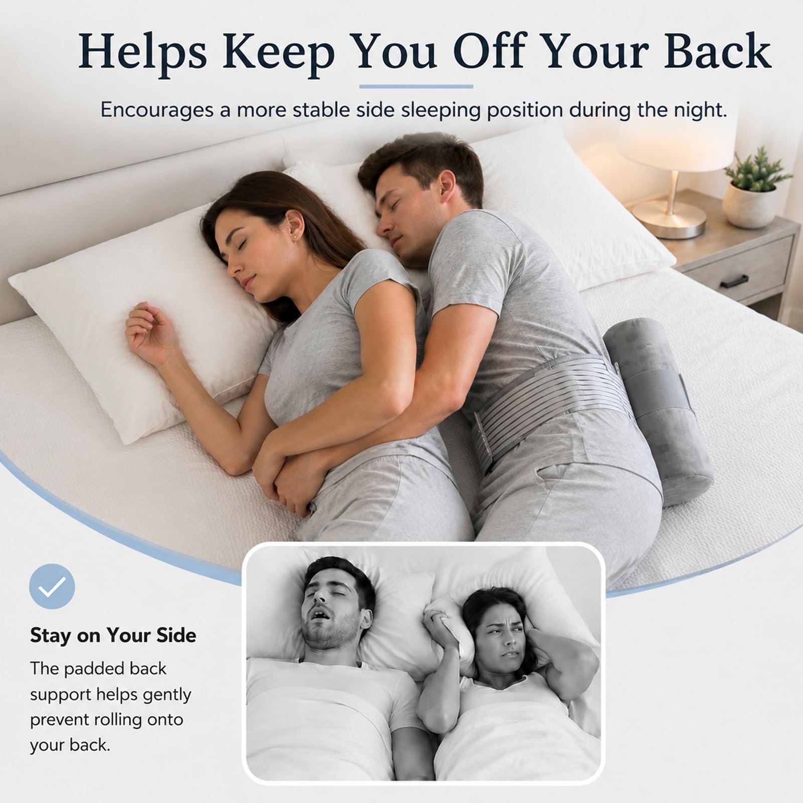 Side Position Trainer Belt, Anti Snoring Device, Prevent Back Sleep — Amazon image 2