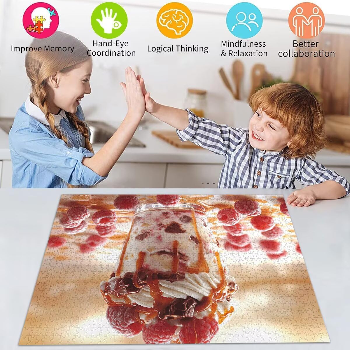 Eiscreme Puzzle für Erwachsene Kinder Anspruchsvoll 5000 teile Impossible Klassische Puzzles Schwer Nachtisch ab 8 9 10 Jahre Mädchen Jungen Jigsaw Kunst Educa, für Dekoration Geschenke 105x156cm t-13