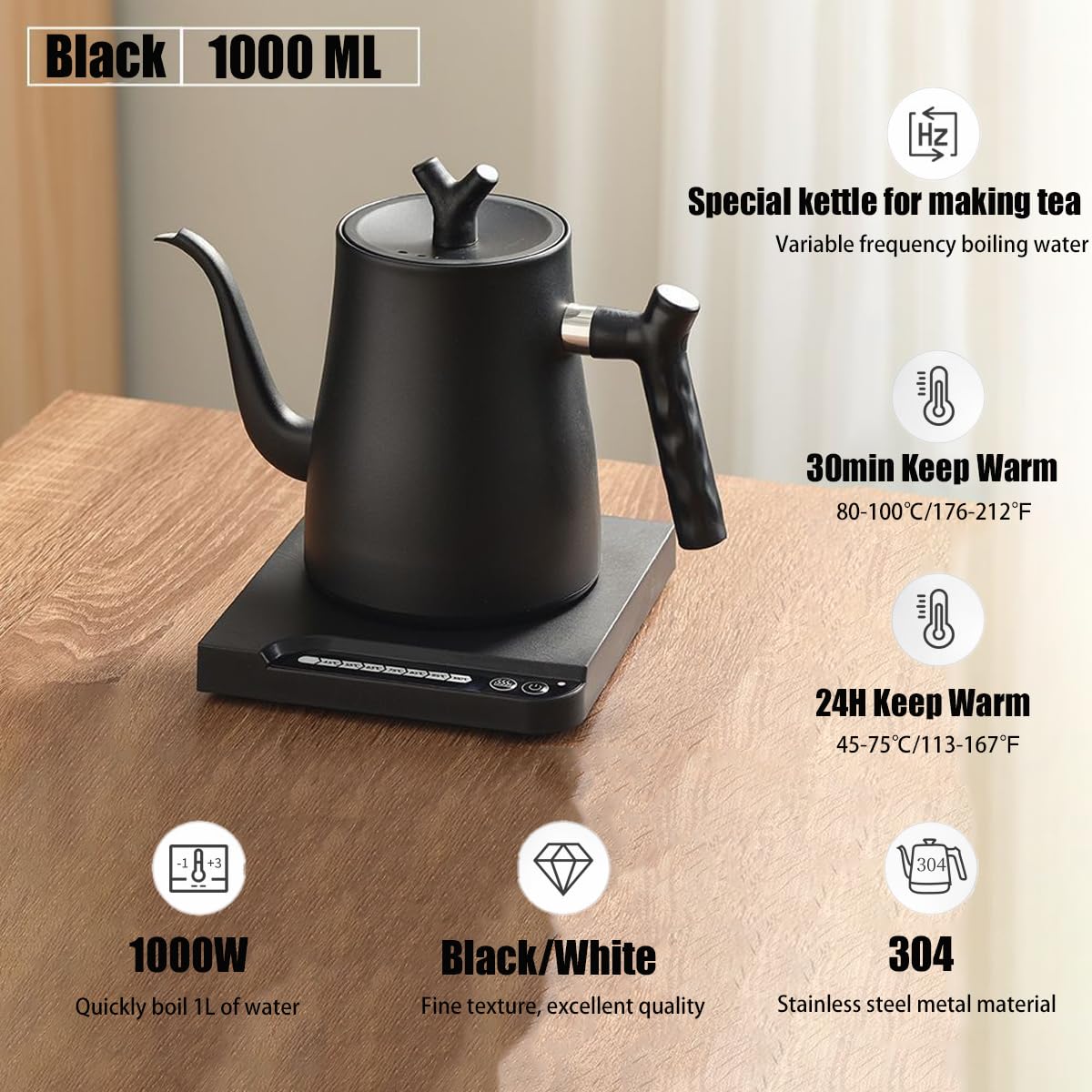 Bollitore Elettrico In Vetro Con LED - 1,7L 2200W, 5 Impostazioni Temperatura, Vetro Borosilicato - Foto 5