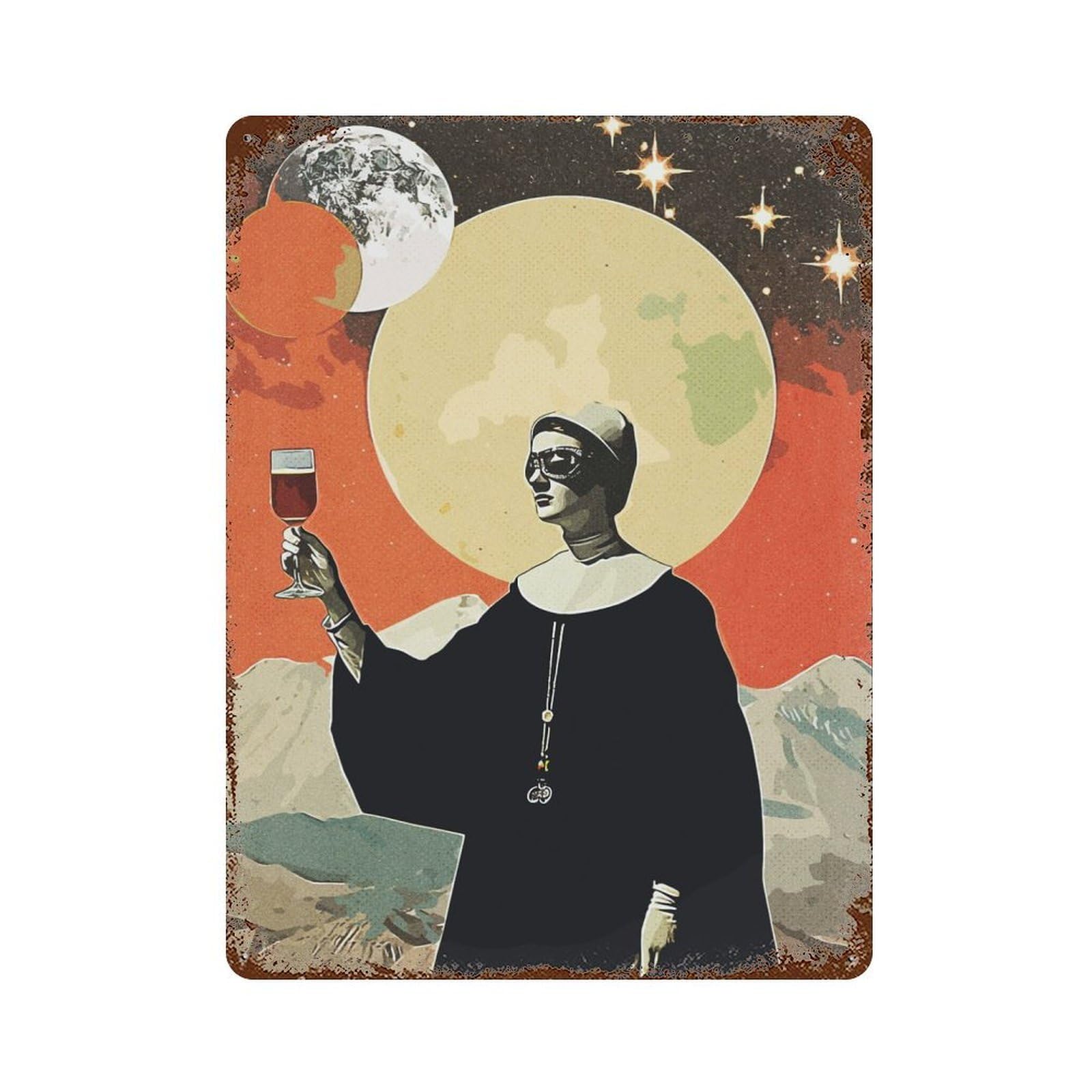 Space Collage 15.7"x11.8" Rustic Tin Plaque, Novelty Wall Decor for Living Room, Hallway And Home Decor